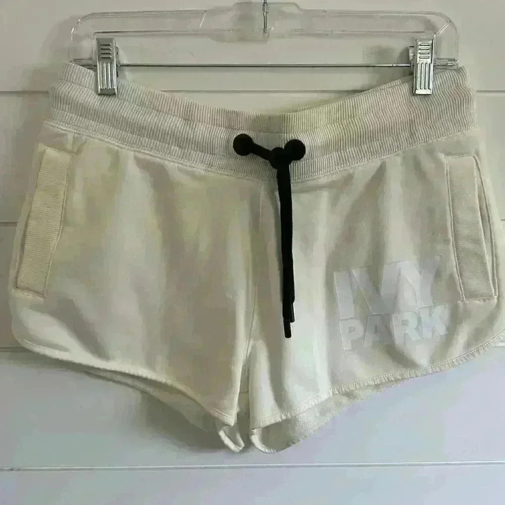 Beyonce IVY PARK Drawstring Logo Shorts Oatmeal Size Small